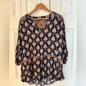 Navy floral blouse